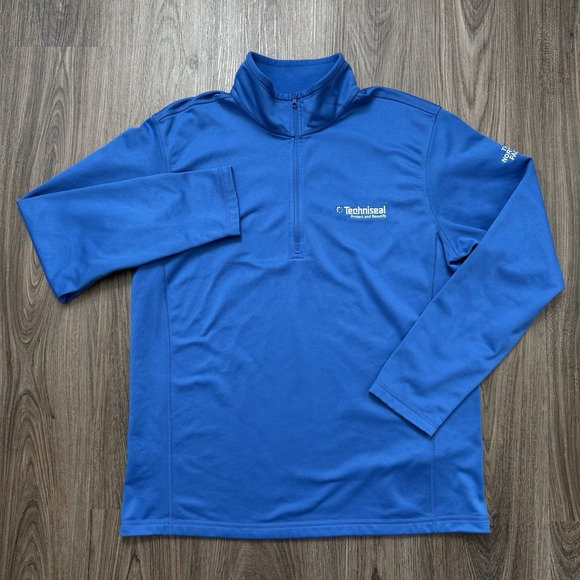 The North Face 1/4 Zip Pullover Polyester Royal Blue Logo Large - Picture 2 of 8